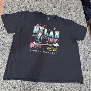 Bob Dylan Shirt Mens 2XL Black 1974 North American Tour Live In Concert Tee